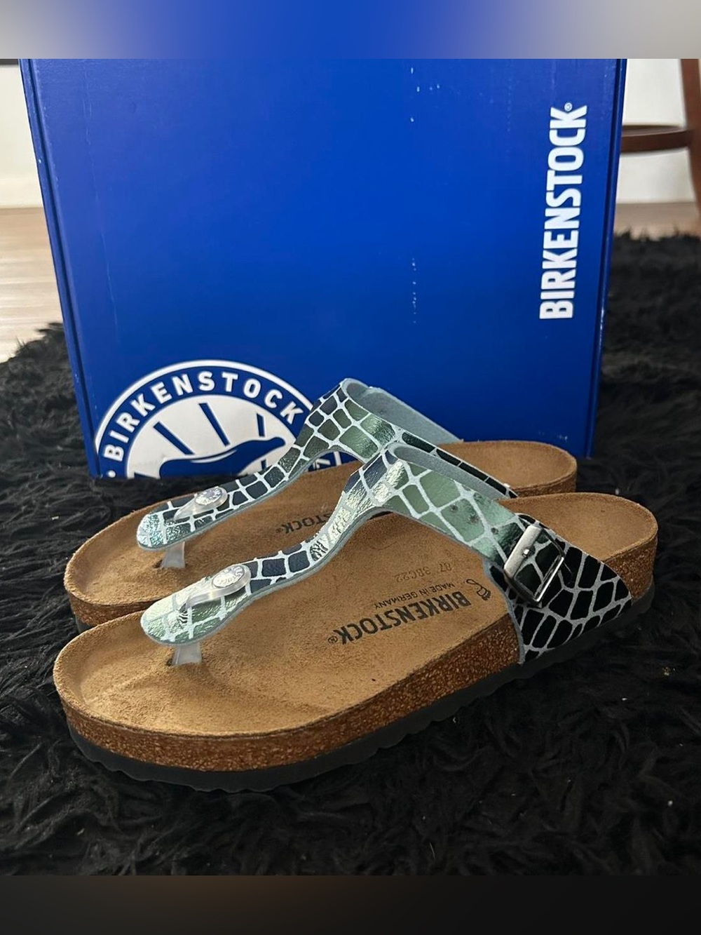 Birkenstock 💅🌴 Ocean Breeze Gator Birko-Flor Leather Sandals Slides 7 7.5 38